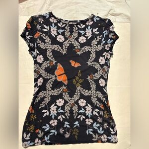 Ted Baker Black and Orange Floral Butterfly Top